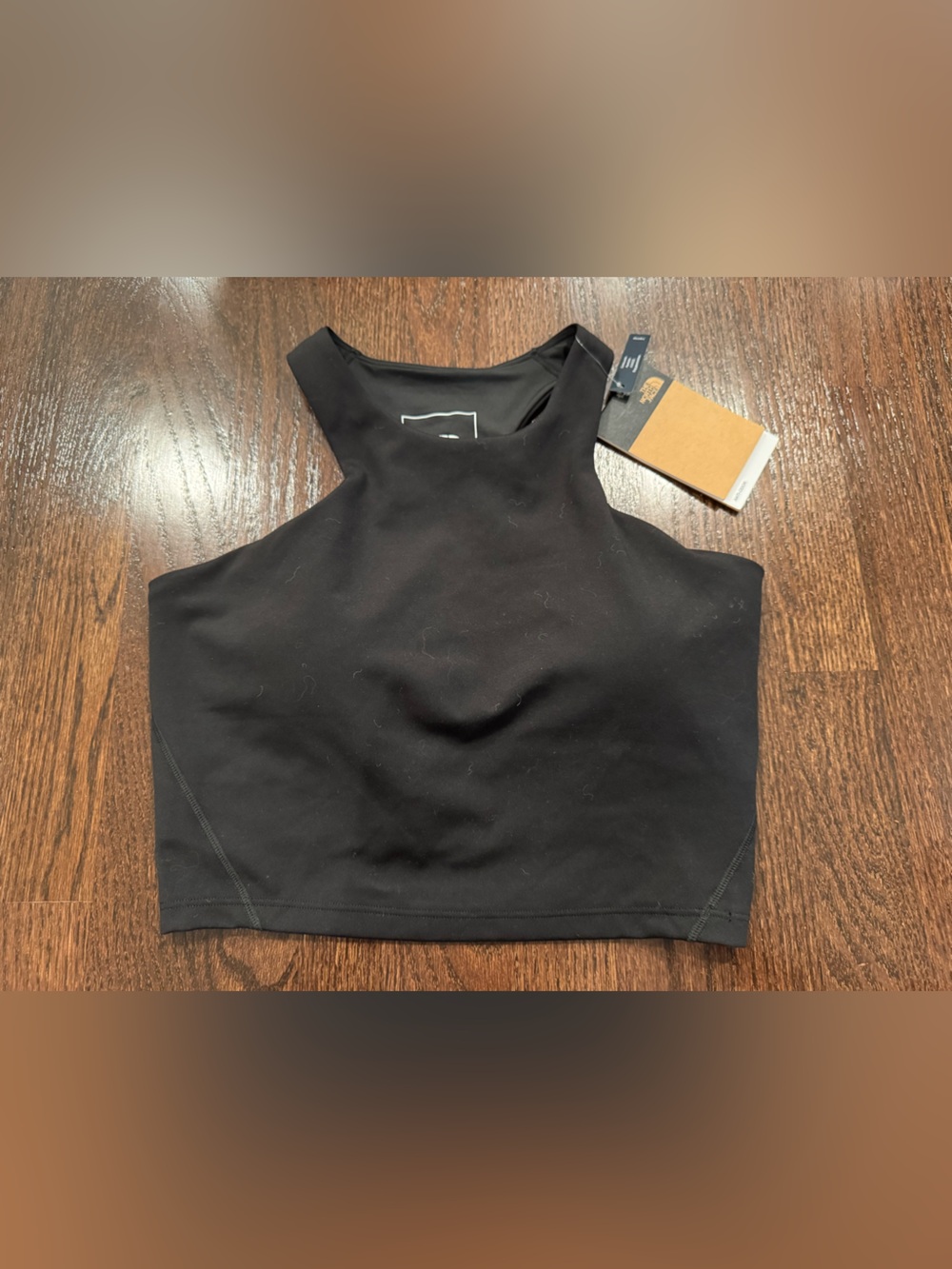 NWT The North Face Refina Long Line Sports Bra Crop Top, Black, Size Medium